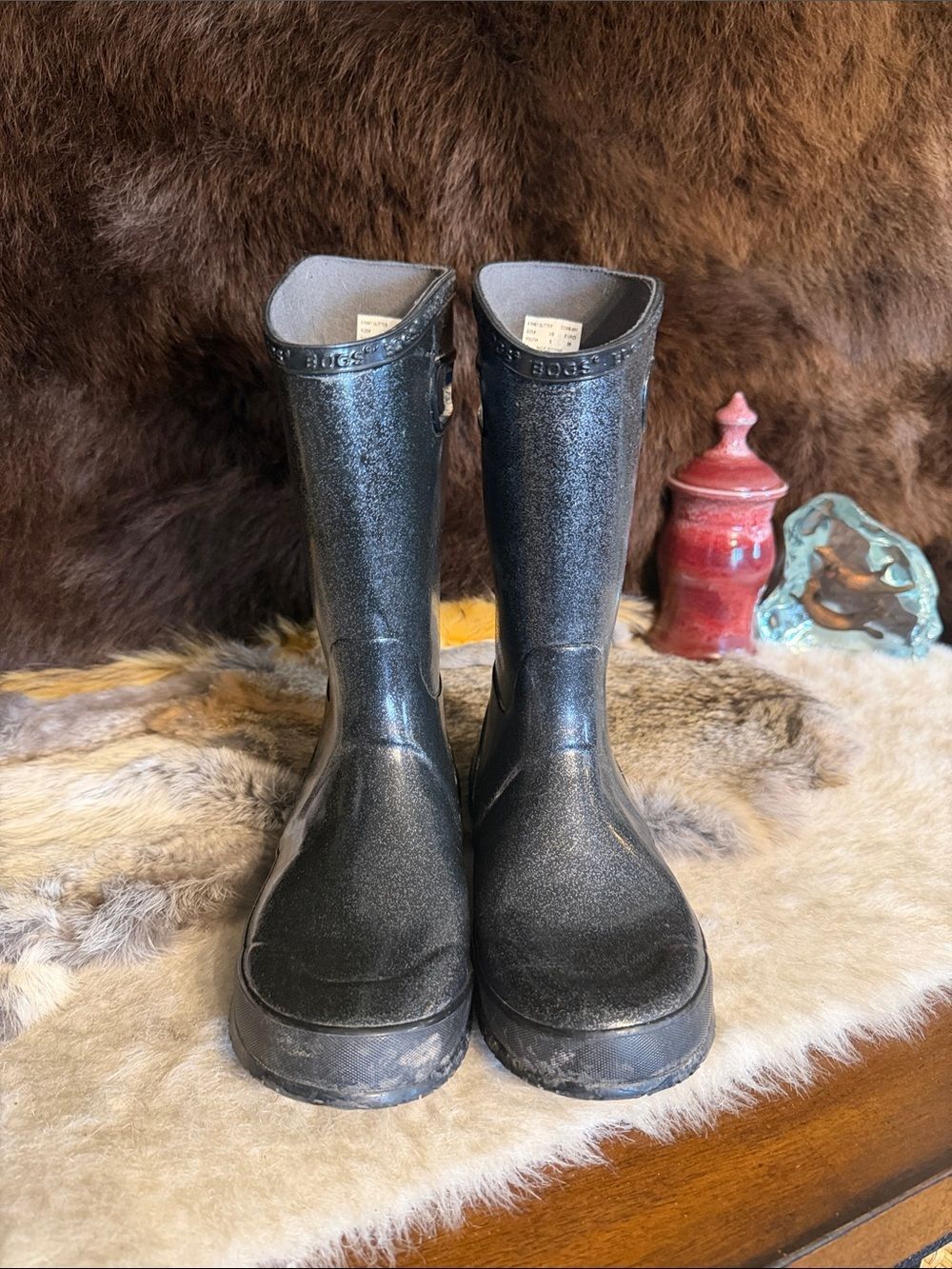 Black Glitter Rain Boots Y5 (3180)